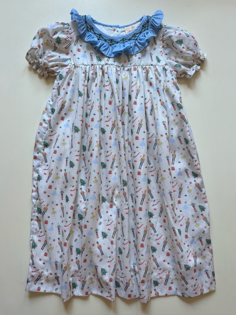 Smockingbird Girls Nutcracker Christmas Dress with Smocked Ruffle Collar - Size